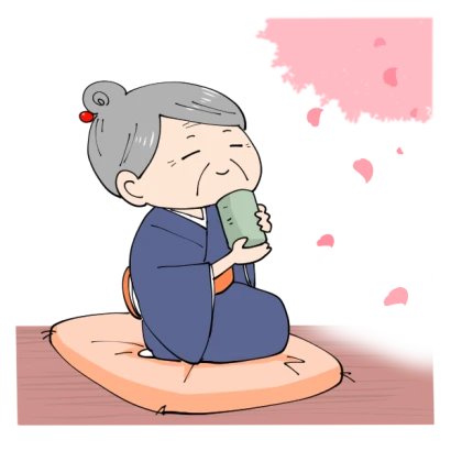 お花見するおばあちゃん